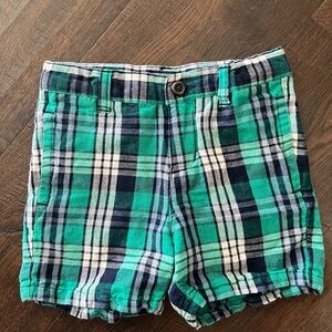 Janie and Jack Green and Blue Plaid Kids Shorts